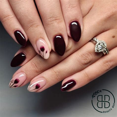 Our 5 fave dark red nail designs for fall .